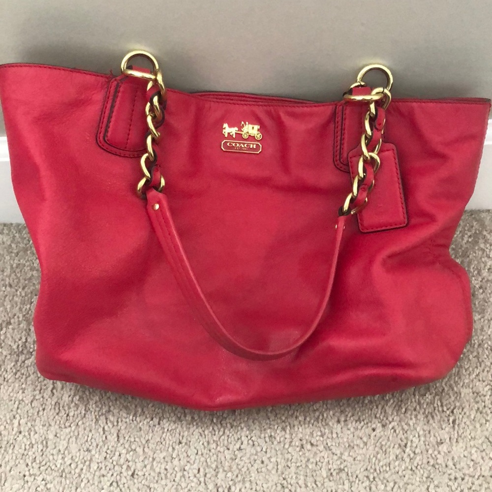 Red Coach Shoulder Purse